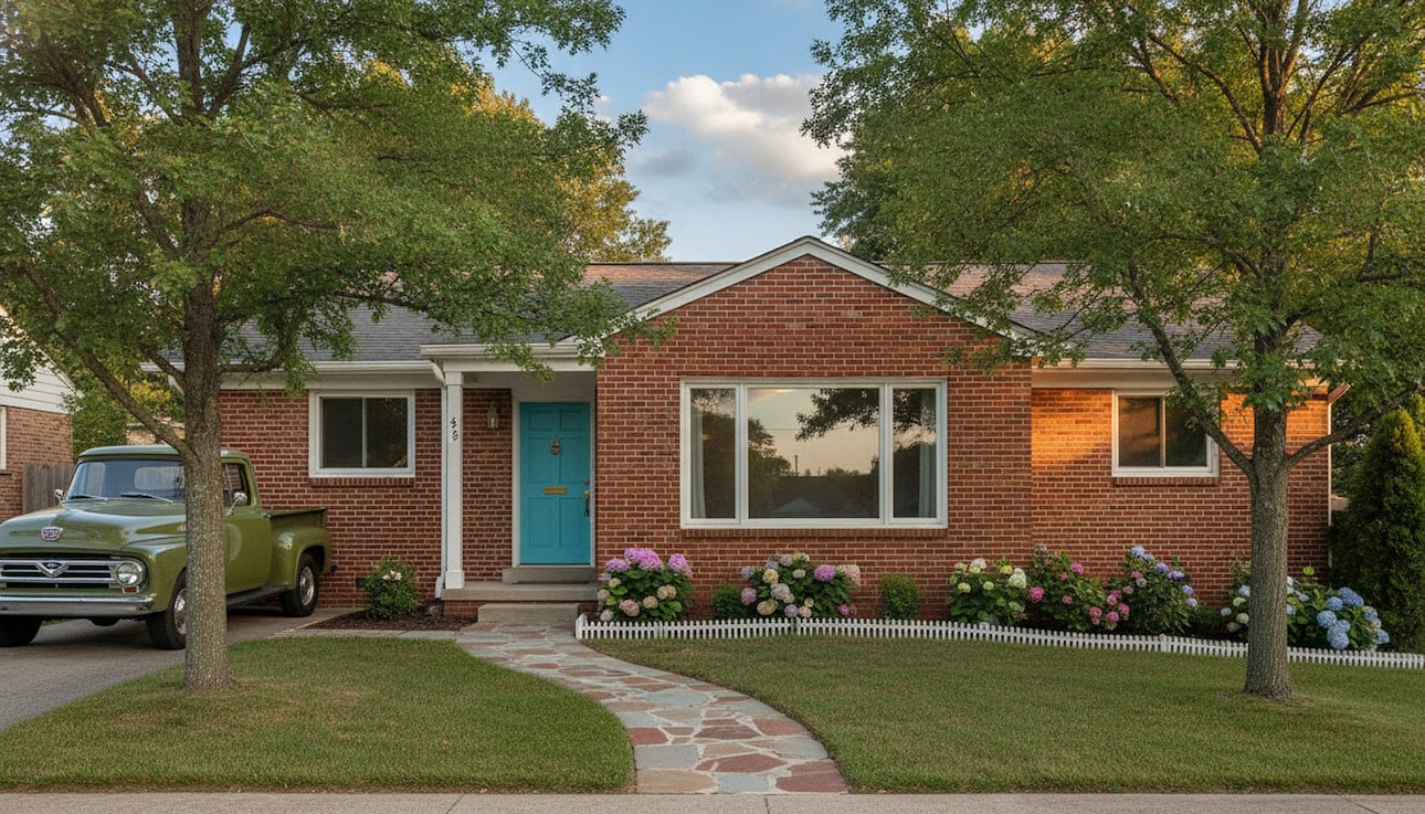 window-cleaning-virginia-village-image Clean picture window on a Virginia Village brick ranch